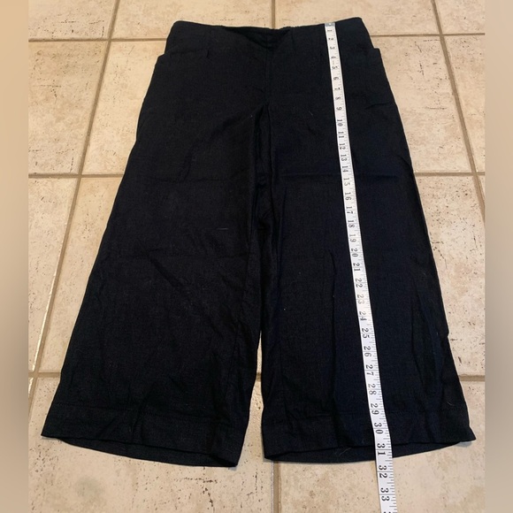 Cleo Petites Black Linen Blend Wide Leg Cropped Pants Size S - Picture 6 of 6